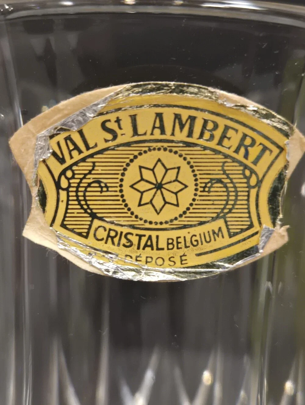 Vintage Signed Val St. Lambert Belgium Clear Crystal Cut Glass Vase